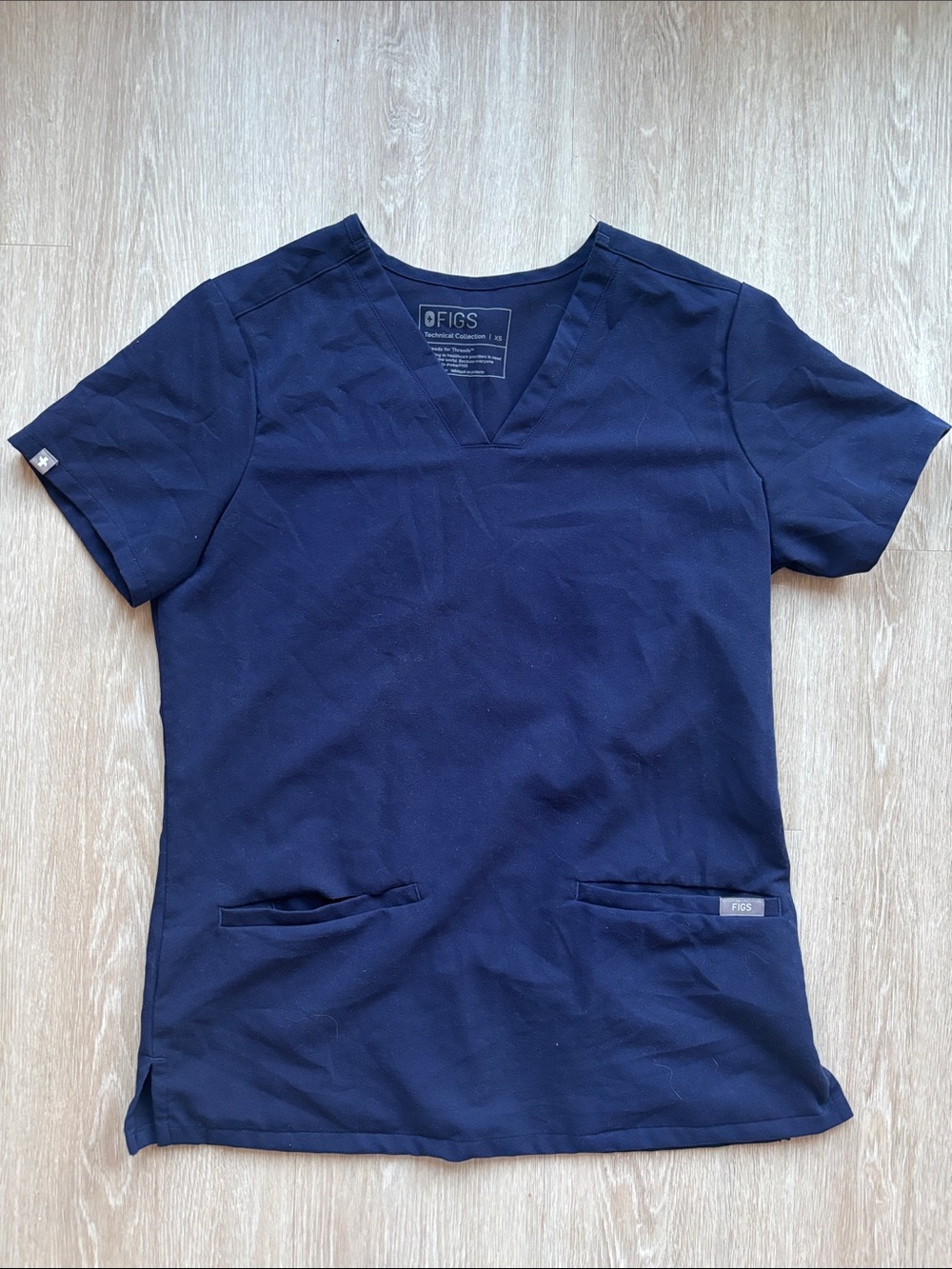 XS FIGS Navy Short-Sleeve V-Neck Scrub Top